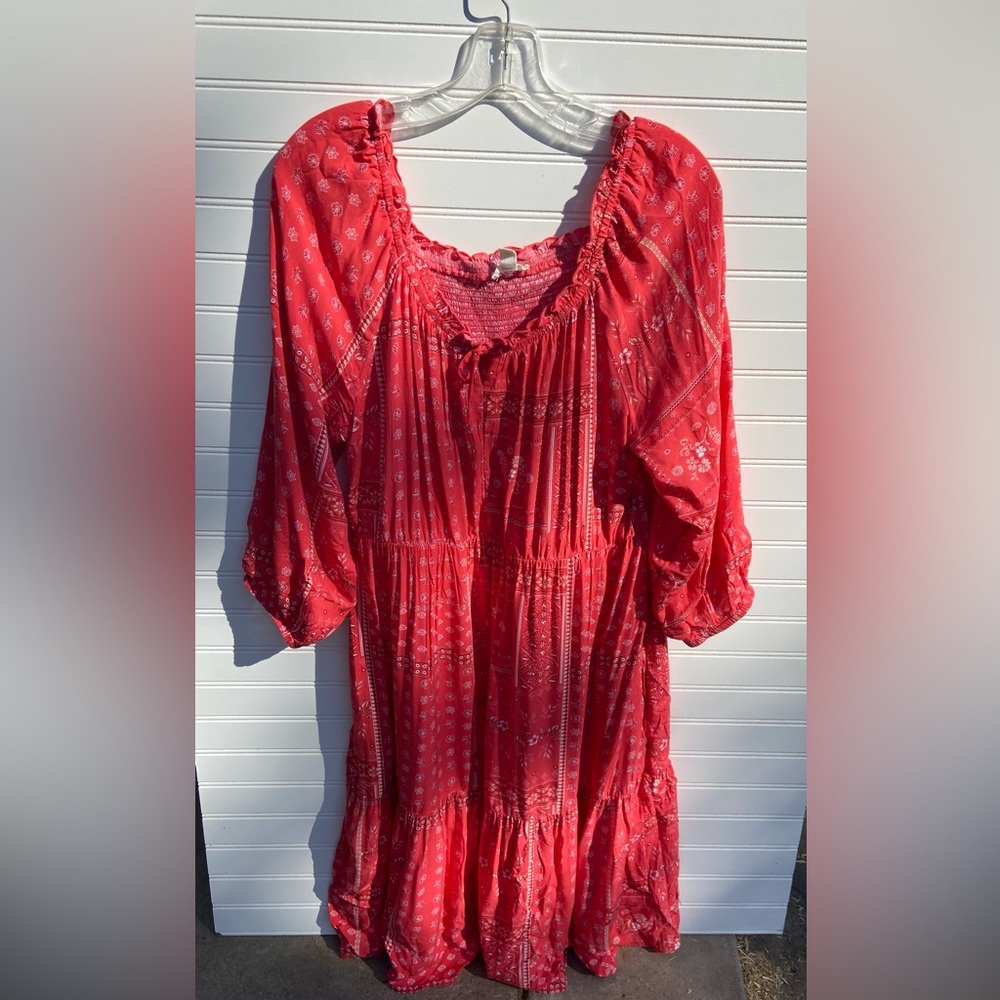 Beach lunch lounge Boho Peasant Dress Sz:M